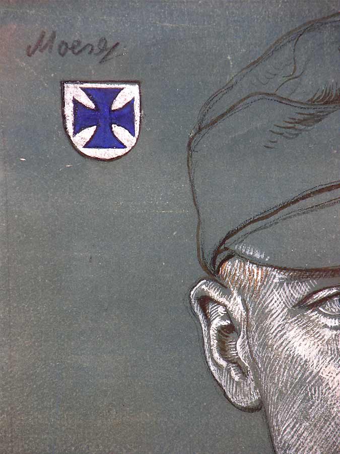 Original Wolfgang Willrich pastel drawing of Unteroffizier Walter Mose