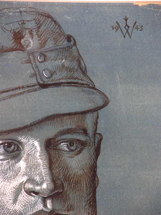 Original Wolfgang Willrich pastel drawing of Unteroffizier Walter Mose