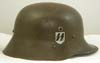 SS-VT (Verfugungstruppe) double decal M17 Austrian shell helmet brown finish