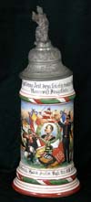  Imperial German Army stein of Reservist Dingelbein of the  Reider 7 Comp. 5. Grossh. Inf. Rgt. Hess. Inftr. Rgt. Nr. 168 Offenbach 1909-11