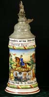 Imperial German Army stein of Reservist Spiegel of the 3. Esk. 2. Bat. Drag.=Regt. Nr. 21 1906=09