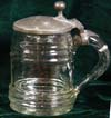 Glass commercial beer stein with banded design