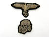 Waffen SS machine woven ( bevo) skull and eagle
