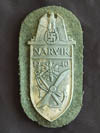 Army NARVIK shield in silver with field gray wool backing